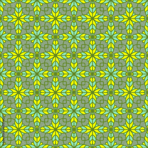 Creative floral geometry seamless vector tile pattern. Abstract flower repeat...