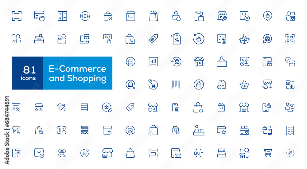 Big Set of Shopping icons. E-commerce icon collection. Online shopping thin line icons Big Set of Shopping icons. E-commerce icon collection. Online shopping thin line icons