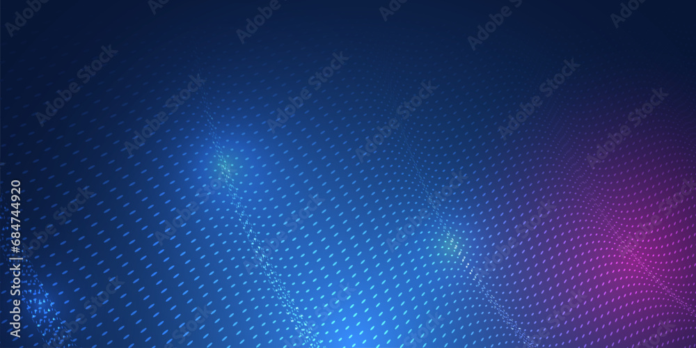 Futuristic flow particle design for background. Consists of particles Hi-tech concept for presentation, big data, banner, flyers. Abstract wave motion and dynamic grid line on blue background.