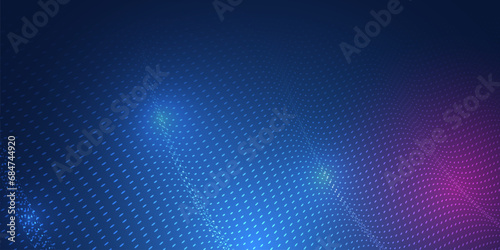 Futuristic flow particle design for background. Consists of particles Hi-tech concept for presentation, big data, banner, flyers. Abstract wave motion and dynamic grid line on blue background. © arthead