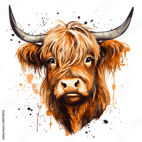 Abstract Highland Cow Clipart