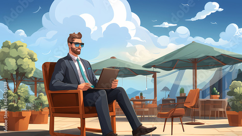 Man working with laptop or ...