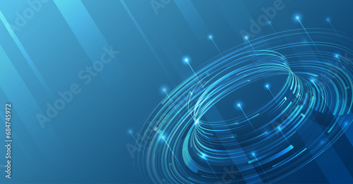 Wide Cyber security internet and networking concept. Hi-tech vector illustration with various technology elements. Abstract global sci-fi concept. Digital internet communication on blue background.