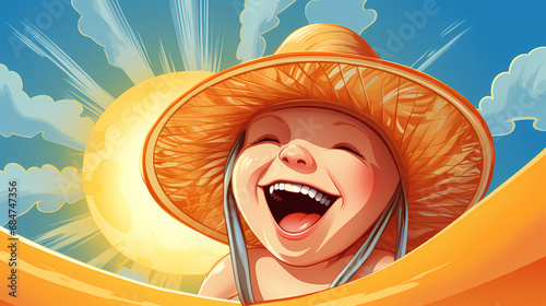 Cartoon funny little boy. L...