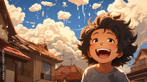 Cartoon funny little boy. L...