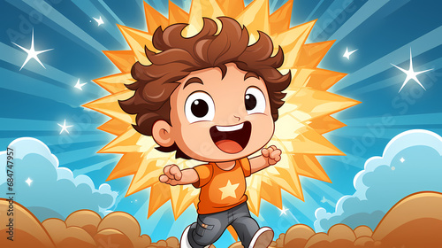 Cartoon funny little boy. L...