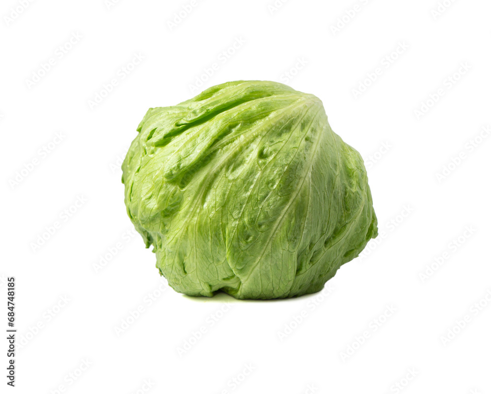 Fresh green iceberg lettuce isolated on a white background. Fresh iceberg isolated on white. Fresh green iceberg lettuce isolated on a white background. Fresh iceberg isolated on white.