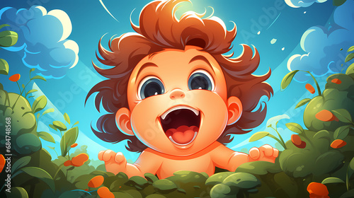 Cartoon funny little boy. L...