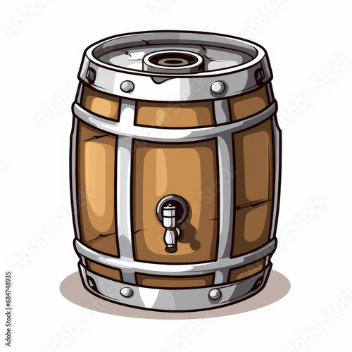 2D liquor barrel vector, white background photo