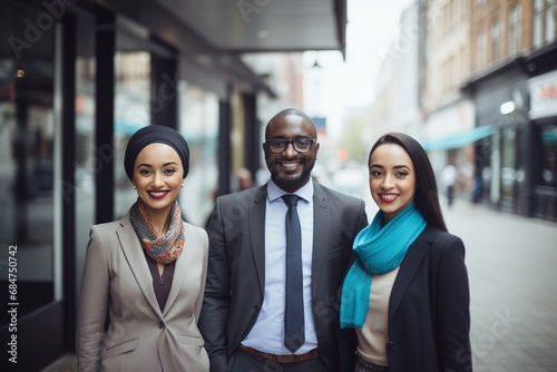 Step into the harmonious world of this multicultural business team, where unity, ambition, and inclusivity reign supreme. Their vibrant collaboration transcends boundaries, creating a workplace photo