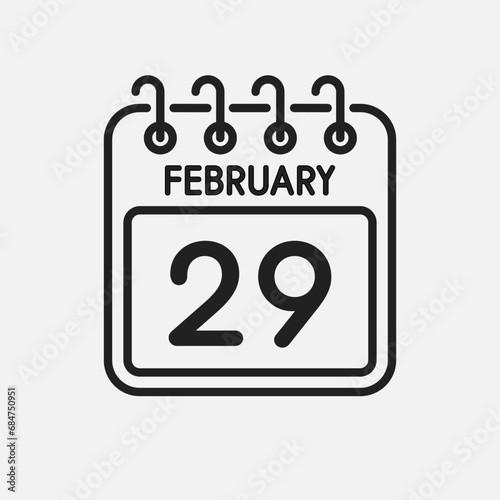 Icon page calendar day 29 February. Leap year day photo