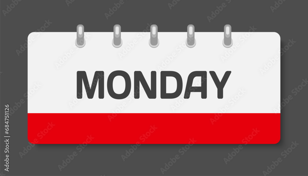 Template icon page calendar, day off week Monday Template icon page calendar, day off week Monday