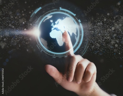 Hand on Earth, Technology and Bokeh in Infinite Space photo