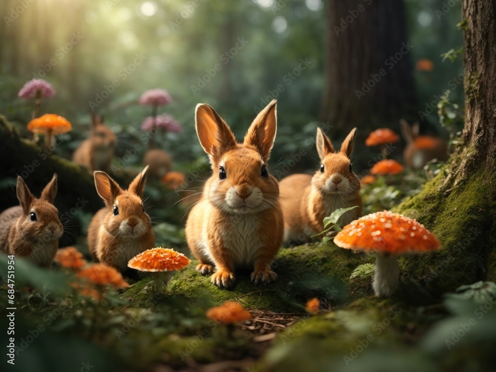 Enchanting forest rabbit. AI generated Enchanting forest rabbit. AI generated