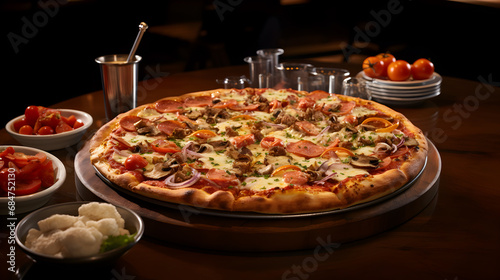 A Gastronomic Delight Savory Pepperoni Pizza with Tempting Toppings