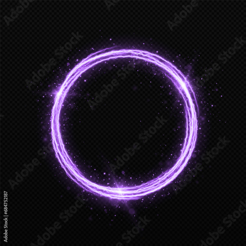 Shiny swirl circles with fire effects. Burning rings on transparent background.