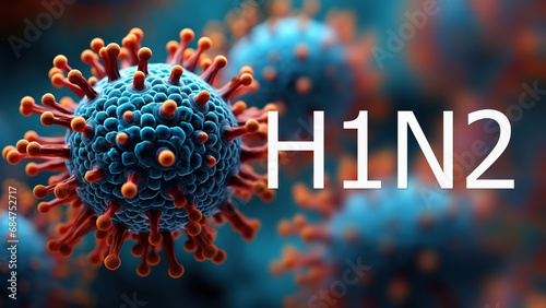 Virus molecules macro, H1N2 strain of swine flu photo