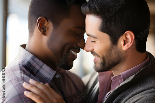 Romantic gay couple in love