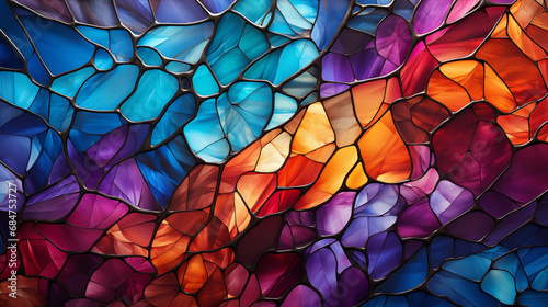 Abstract Stained Glass Window: An Image of a Vibrant and Colorful Glass Artwork photo
