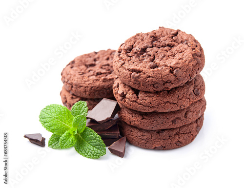 Traditional chocolate cookies with chocolate photo