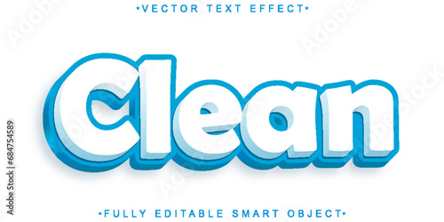 Blue White Clean Vector Fully Editable Smart Object Text Effect