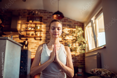 Peaceful Meditation at Home: Woman in Yoga Pose