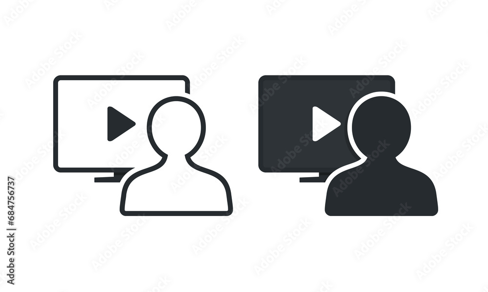 People view videos on computer. Illustration vector People view videos on computer. Illustration vector