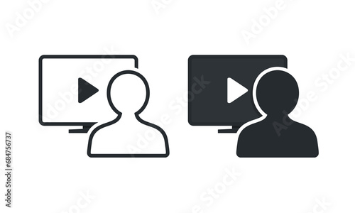 People view videos on computer. Illustration vector