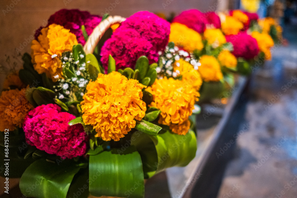 colourful flower close up celebration party concept 