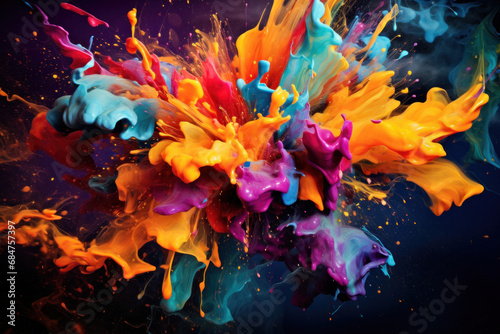 A splash of bright colors on a dark background. Vibrant abstract explosion © Nino Lavrenkova