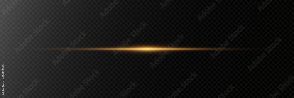 A beam of light flashed, a horizontal flare on the line. On a transparent background. - obrazy, fototapety, plakaty 