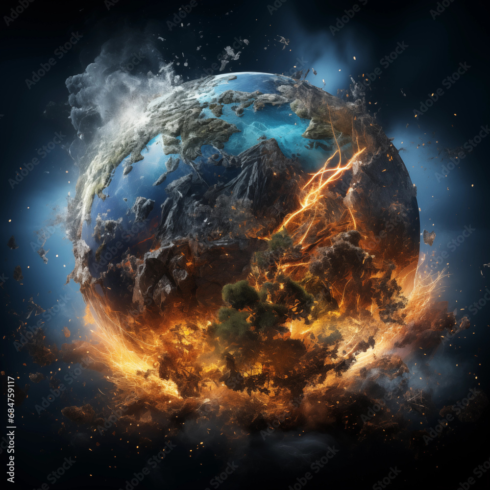 Black blue tech futuristic background. Abstract vector. Sunrise. Satellites and rockets in orbit of planet Earth. Plasma clot of energy. Glowing rays with flickering particles. Science and technology.