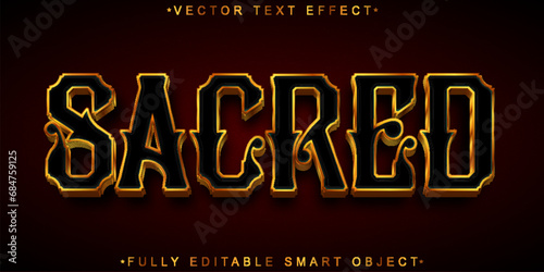 Dark Golden Sacred Vector Fully Editable Smart Object Text Effect