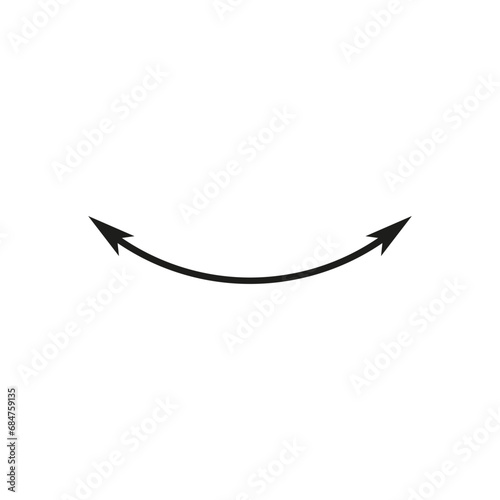 Dual semi circle arrow. Vector illustration. Semicircular curved thin long double ended arrow.	
