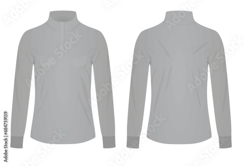 Grey woman long neck t shirt. vector
