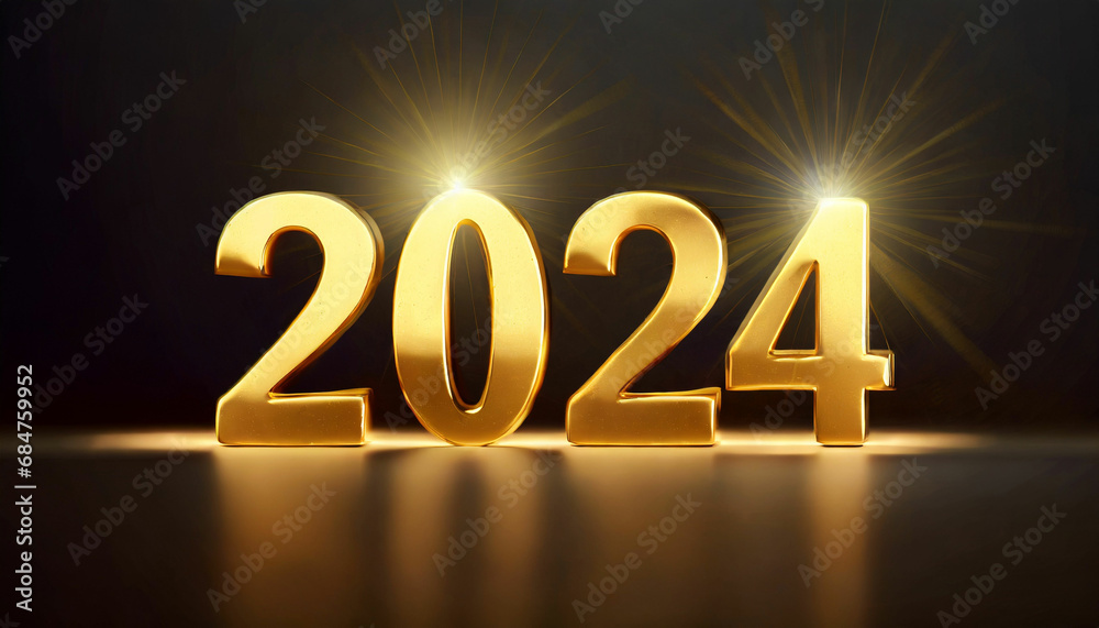 Happy new year 2024 golden numbers with sparkling background Happy new year 2024 golden numbers with sparkling background