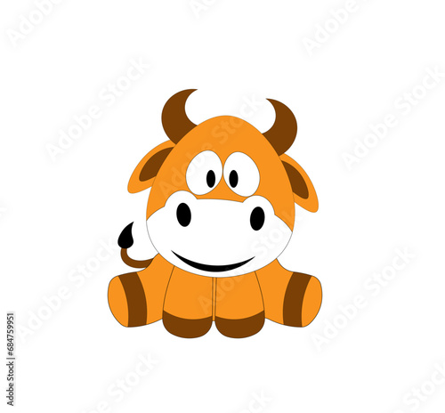 Vector illustration of a cartoon bull on a white background