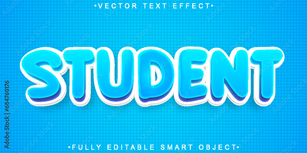 Cartoon Blue Student Vector Fully Editable Smart Object Text Effect Cartoon Blue Student Vector Fully Editable Smart Object Text Effect