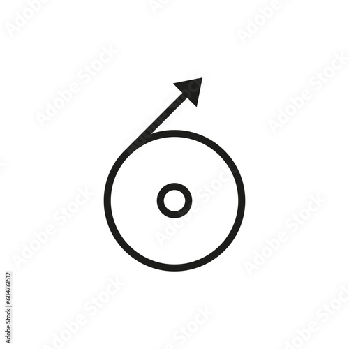 Symbol for unwinding material. Circle with direction movement arrow. Vector icon.