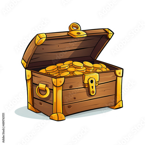 Wallpaper Mural 2D cartoon style treasure box vector, white background Torontodigital.ca