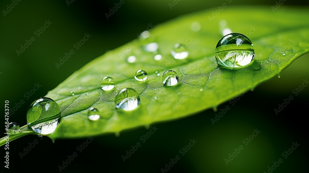 A close-up of a crystal-clear droplet of water on a leaf, showcasing nature's purity. A close-up of a crystal-clear droplet of water on a leaf, showcasing nature's purity.