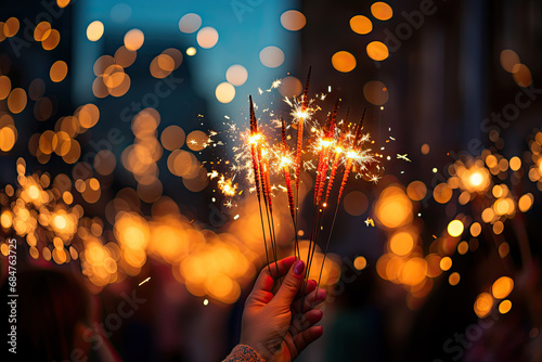 A person holding a sparkler in their hand