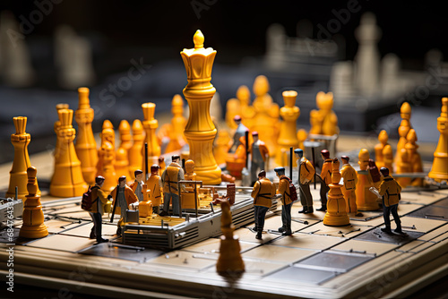 A chess board with many pieces of chess on it photo