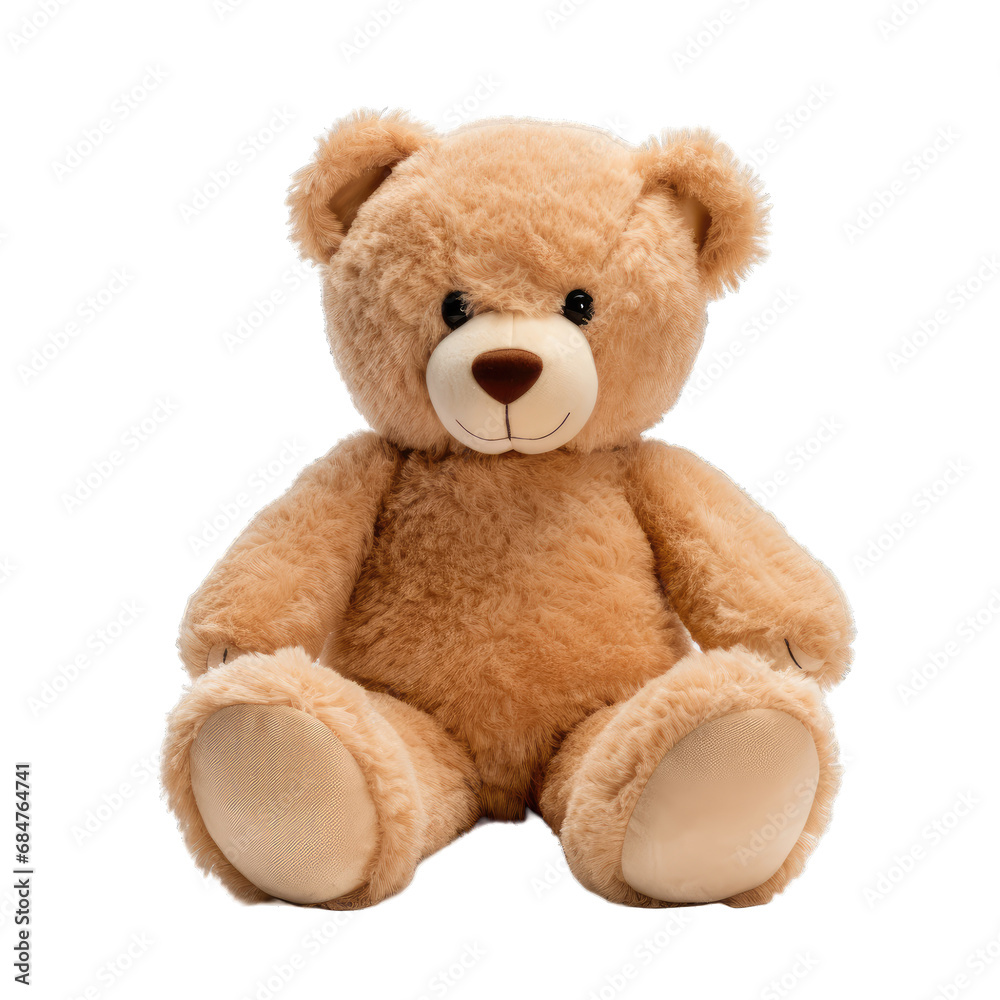 Soft toy, teddy bear isolated on transparent and white background. PNG transparent