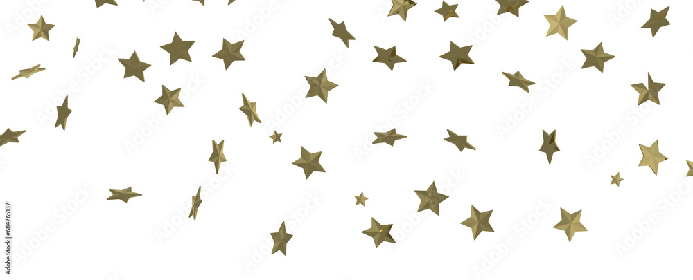 Stars - Banner with golden decoration. Festive border with falling glitter dust and stars.