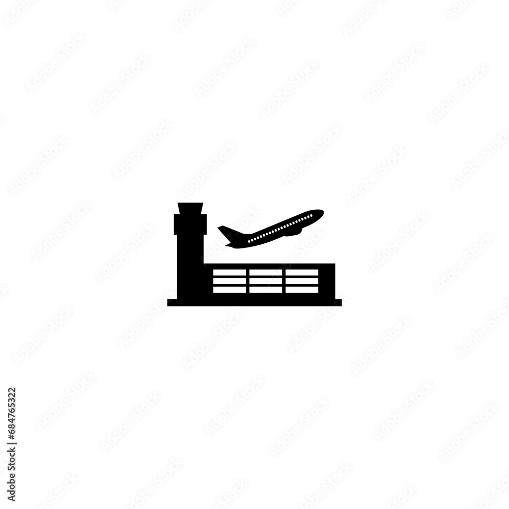 Plane icon. Airport jet sign. Airport icon for logo isolated on white background Plane icon. Airport jet sign. Airport icon for logo isolated on white background