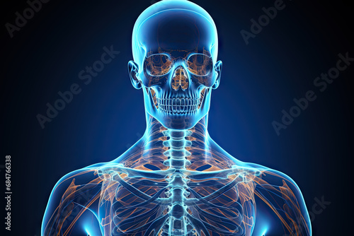 A human skeleton is shown in this image created with generative AI technology