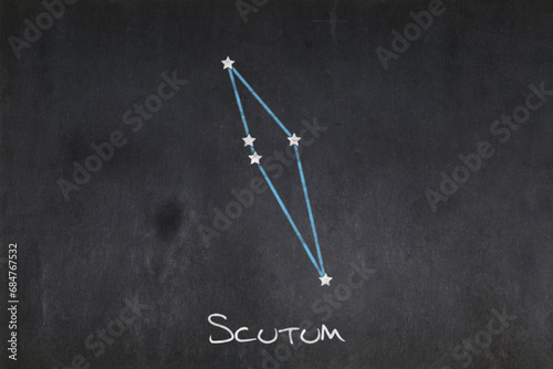 Photography Scutum constellation drawn on a blackboard