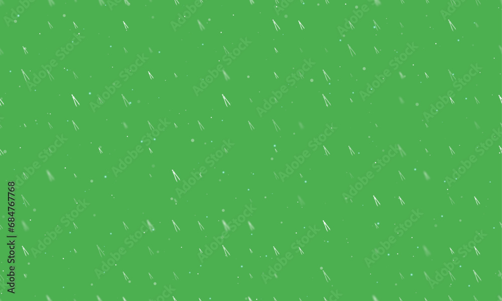 Seamless background pattern of evenly spaced white compass dividers of different sizes and opacity. Vector illustration on green background with stars Seamless background pattern of evenly spaced white compass dividers of different sizes and opacity. Vector illustration on green background with stars