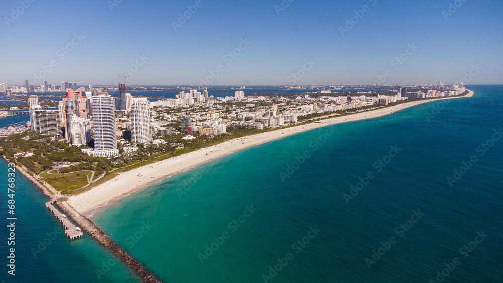 aerial view of miami south beach florida usa